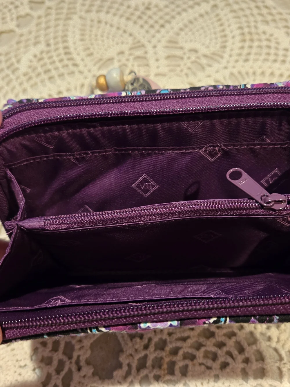 Vera Bradley Purple Medallion Quilted Clutch/Wristlet/Crossbody/Wallet